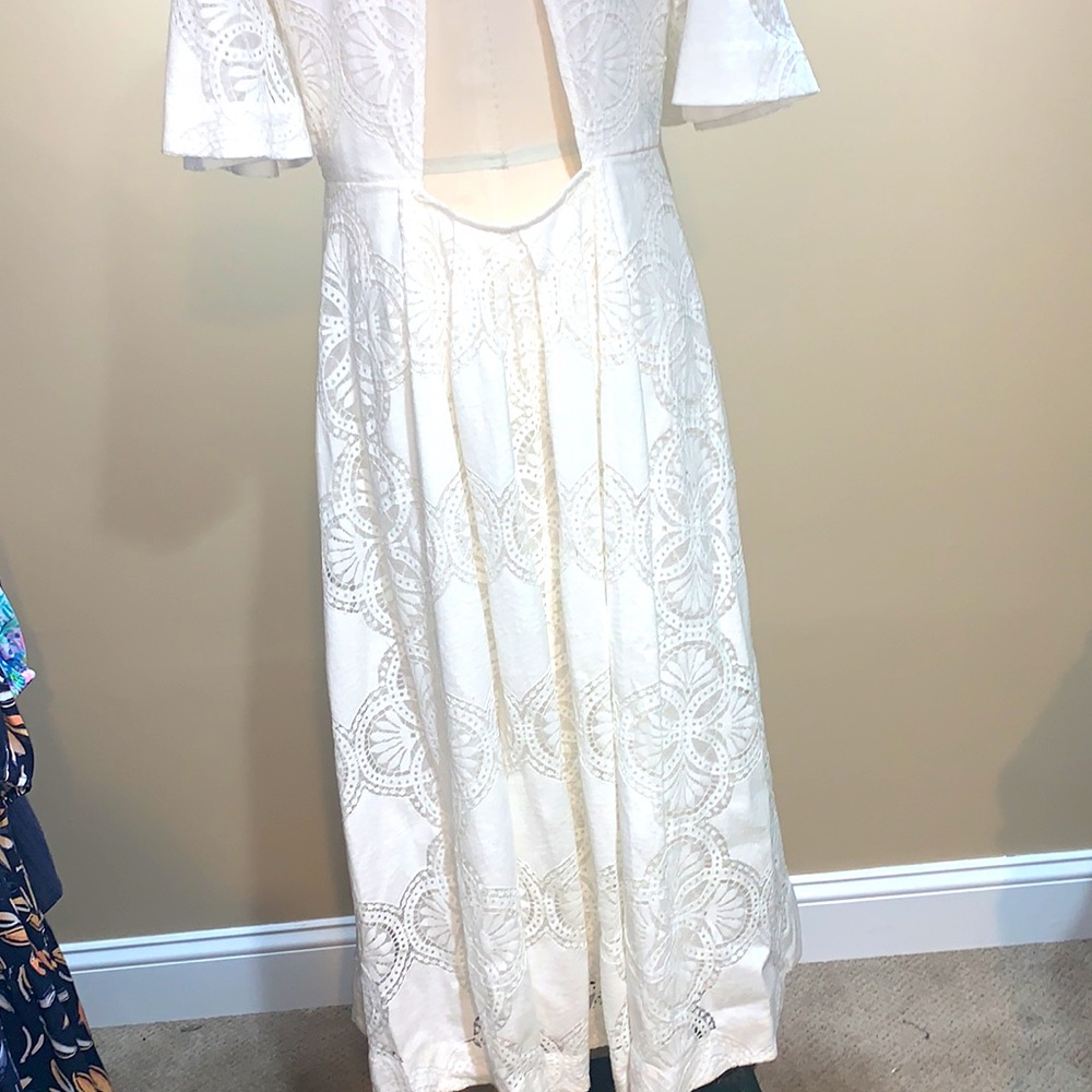 Anthropologie Maeve Eyelet Midi Dress - Picture 7 of 8